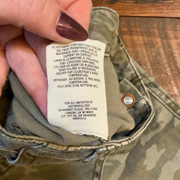 Anthropologie Pilcro Camo Utility Pants Women’s 25 Slim Straight Olive Green - Picture 7 of 7